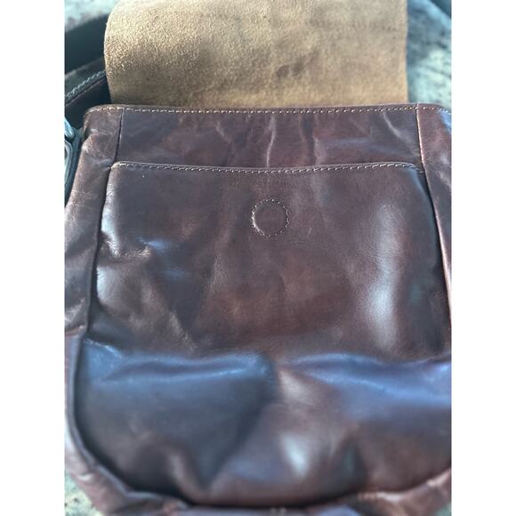 Jack Georges Voyager Horsehoe Leather Crossbody Bag Handstained GORGEOUS - Picture 2 of 15